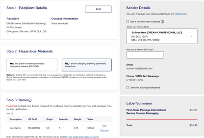 LoG Kickstarter International Backer Shipping Charges - UK01