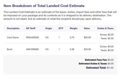 LoG Kickstarter International Backer Shipping Charges - UK01
